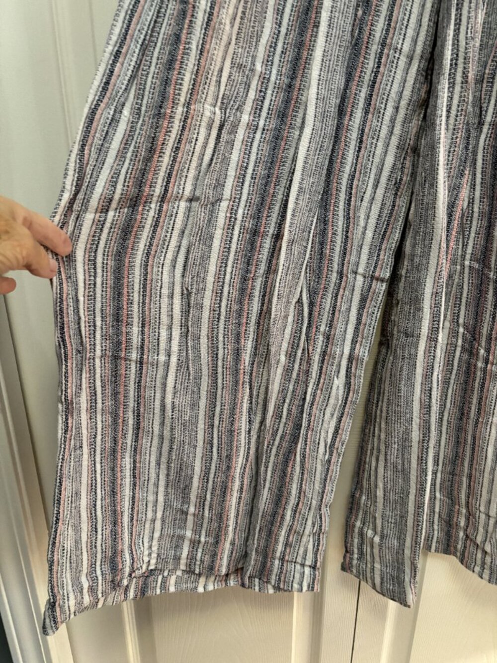 Sneak Peak Striped Wide Leg Pants Blue White Pink Smocked Waist Small - Picture 3 of 5